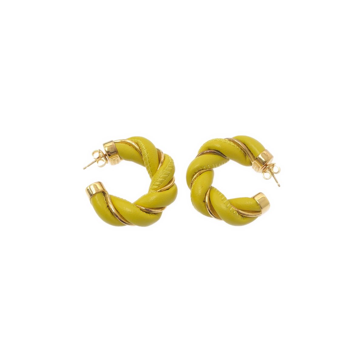Bottega Veneta Twisted Hoop Earrings Yellow — view 4