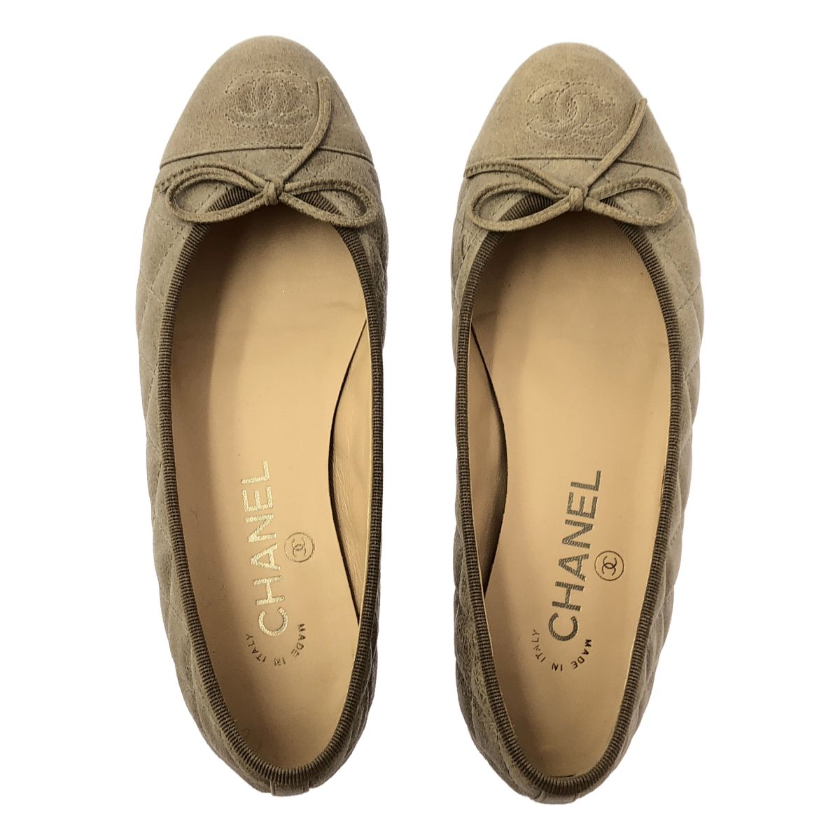 Chanel Leather CC Logo Quilted Flat Shoes 36c Gray Jew — view 4