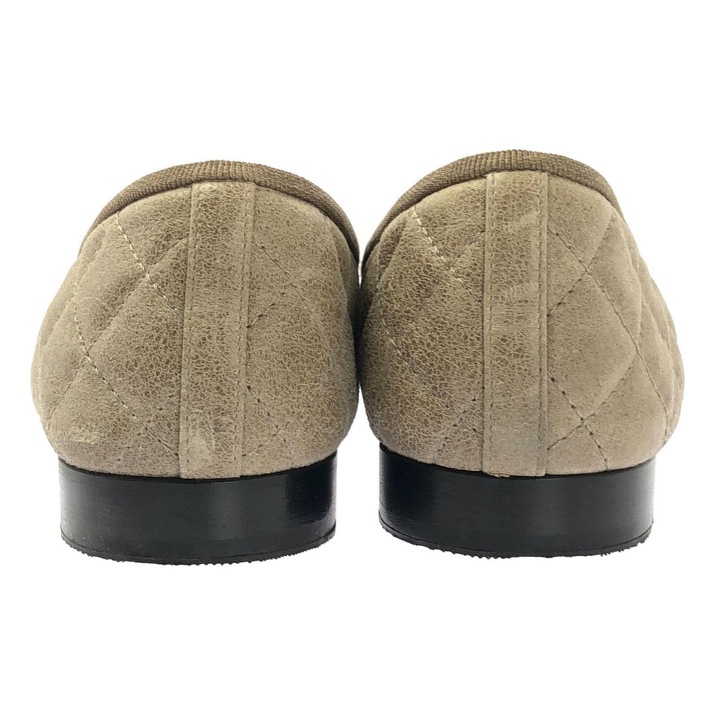 Chanel Leather CC Logo Quilted Flat Shoes 36c Gray Jew — view 3