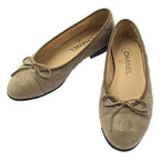 Chanel Leather CC Logo Quilted Flat Shoes 36c Gray Jew