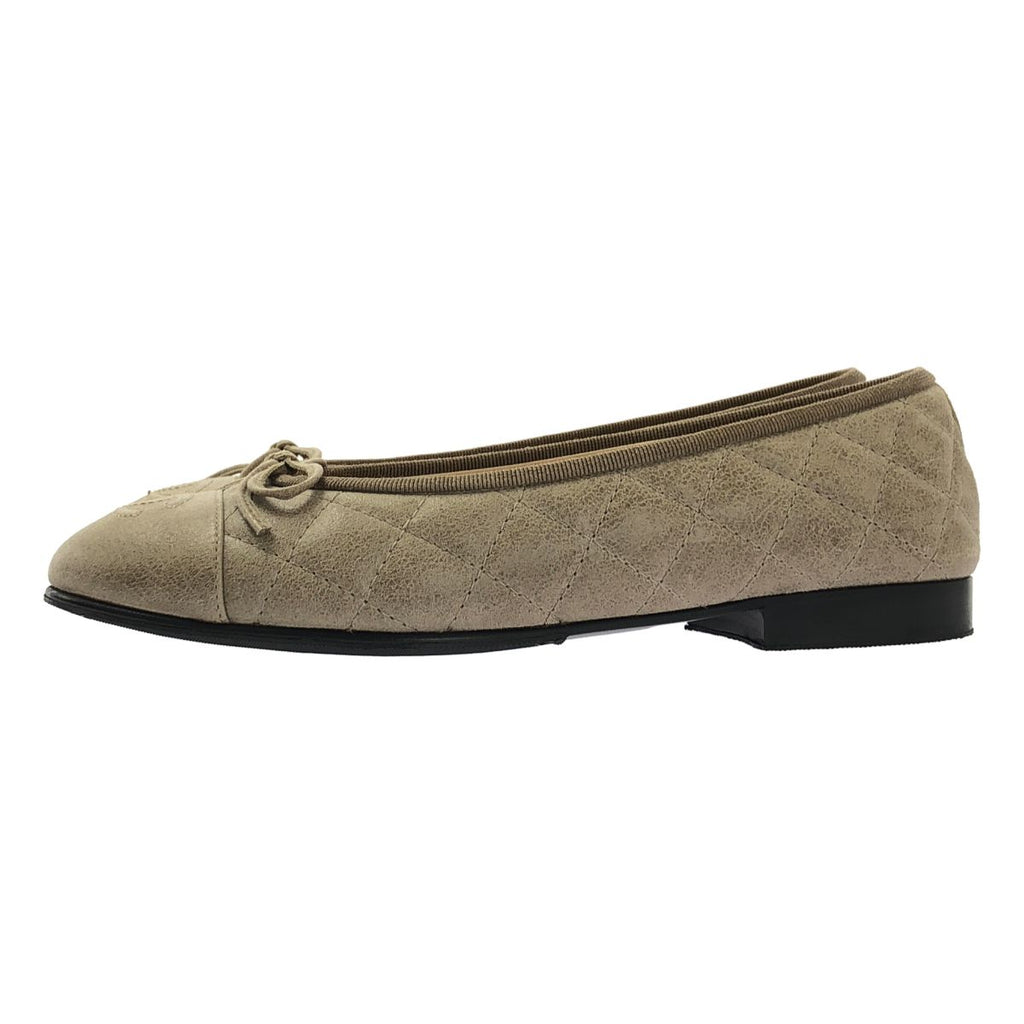 Chanel Leather CC Logo Quilted Flat Shoes 36c Gray Jew — view 2