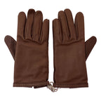 Hermes Lambskin Silver Strap Gloves 7.5) Brown — view 2