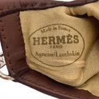 Hermes Lambskin Silver Strap Gloves 7.5) Brown — view 3