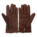 Hermes Lambskin Silver Strap Gloves 7.5) Brown