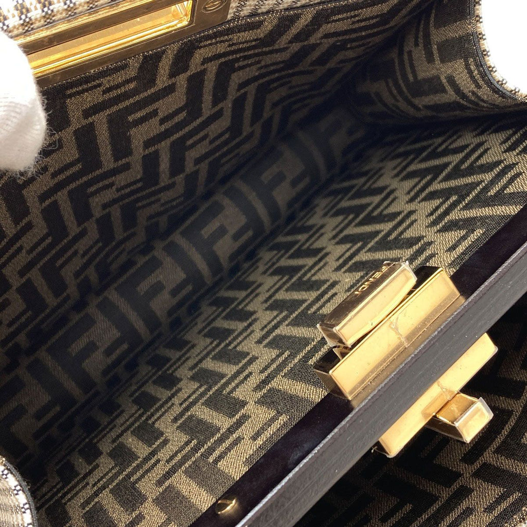 Fendi Peekaboo Icy Plaid Pattern 2-Way Handbag Canvas — view 6