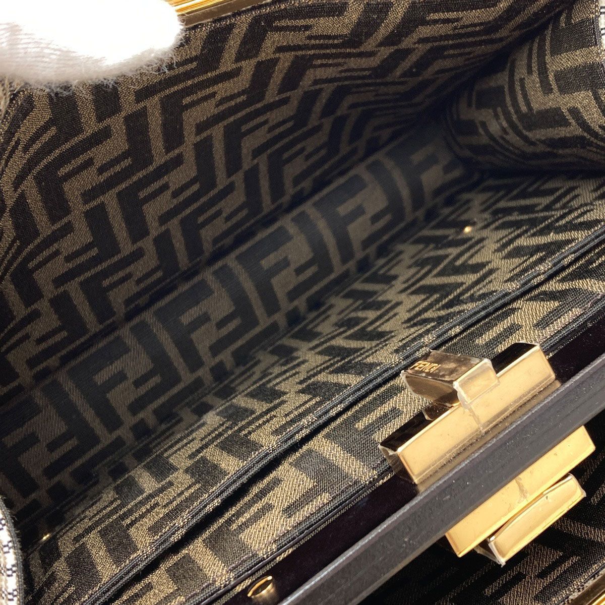 Fendi Peekaboo Icy Plaid Pattern 2-Way Handbag Canvas — view 5