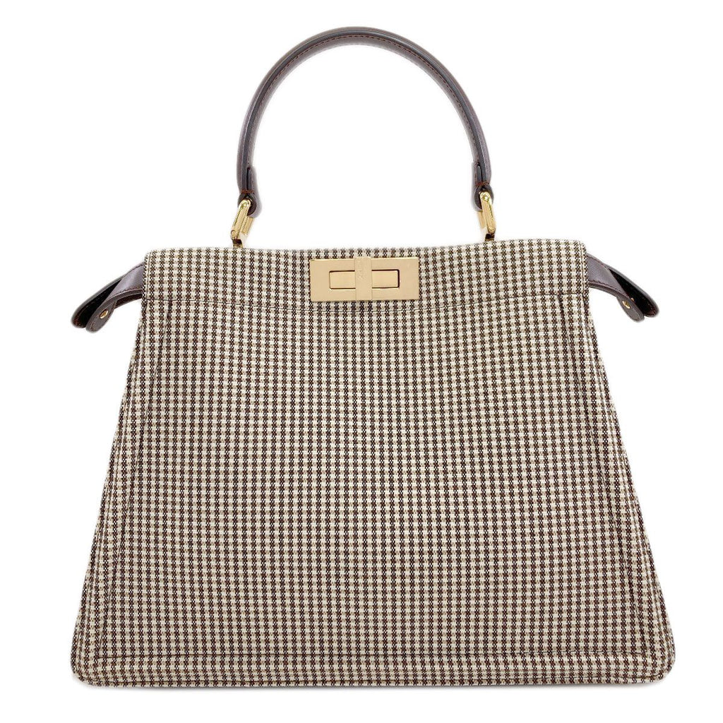 Fendi Peekaboo Icy Plaid Pattern 2-Way Handbag Canvas — view 2