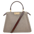 Fendi Peekaboo Icy Plaid Pattern 2-Way Handbag Canvas