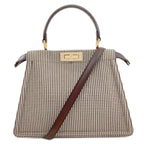 Fendi Peekaboo Icy Plaid Pattern 2-Way Handbag Canvas