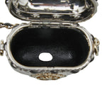 Chanel CC Logo Crown Quilted Airpods Case Silver Gold Metal Plated Rhinestone — view 5