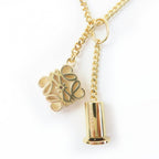 Loewe Anagram Cube Chain Necklace Pendant Gold