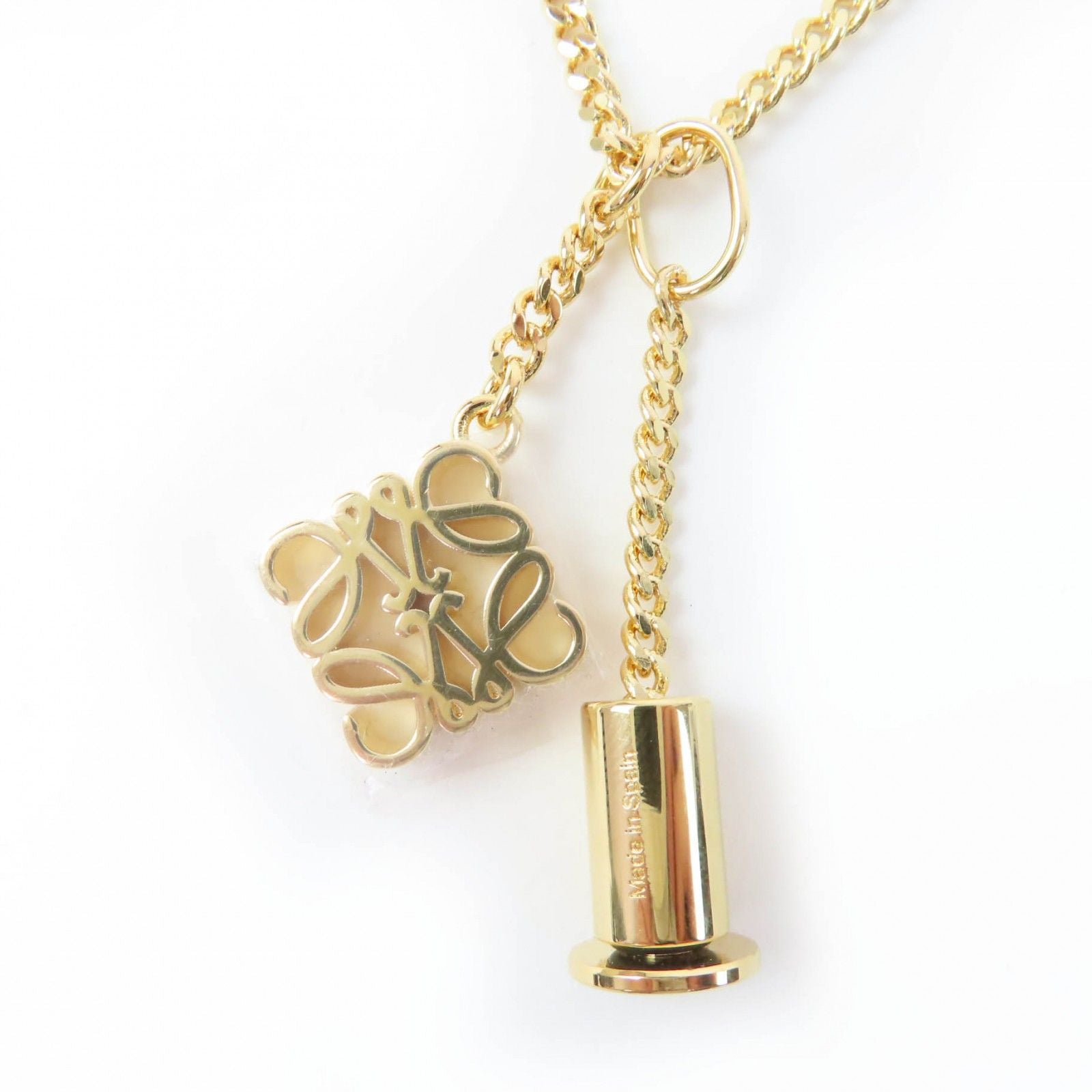 Loewe Anagram Cube Chain Necklace Pendant Gold