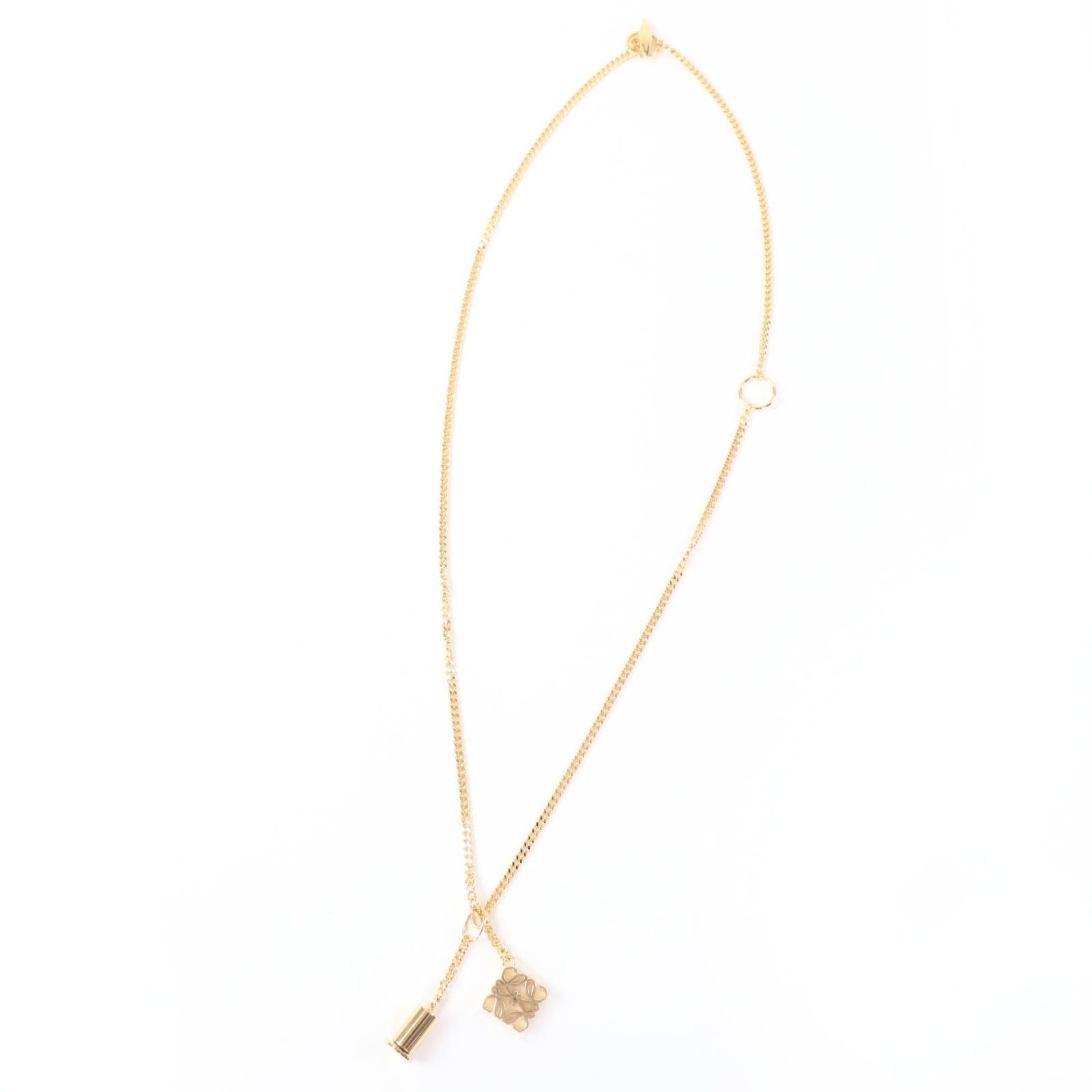 Loewe Anagram Cube Chain Necklace Pendant Gold — view 3