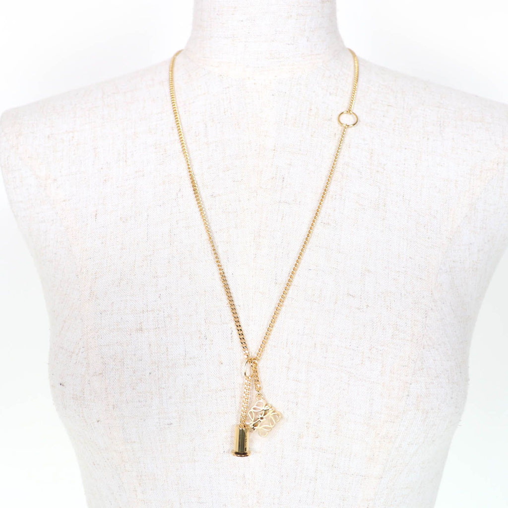 Loewe Anagram Cube Chain Necklace Pendant Gold — view 4