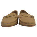 Hermes Logo Leather Loafers Moccasin Flat Shoes Beige — view 4