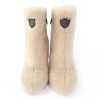 Louis Vuitton LV Bob Line Leather Heels Monogram Boots Short Beige — view 3