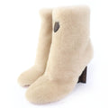 Louis Vuitton LV Bob Line Leather Heels Monogram Boots Short Beige