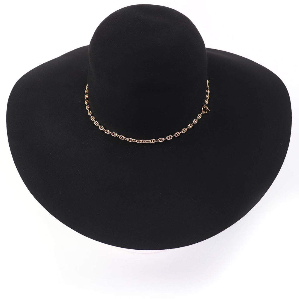 Hermes Gold Chaine D'ancre Beaver Felt Hat Black 57 — view 4