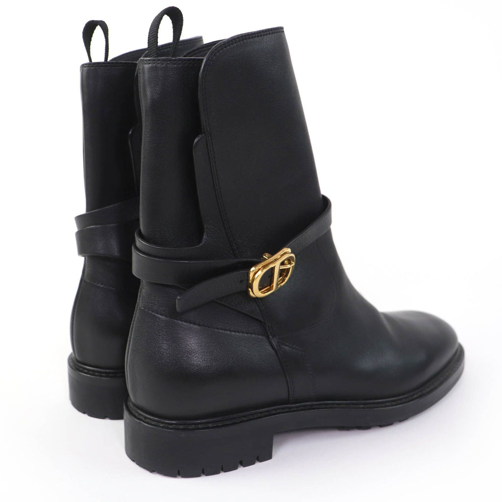 Dior Empreinte Leather Short Boots Black Gold — view 2