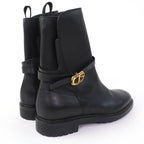 Dior Empreinte Leather Short Boots Black Gold — view 2