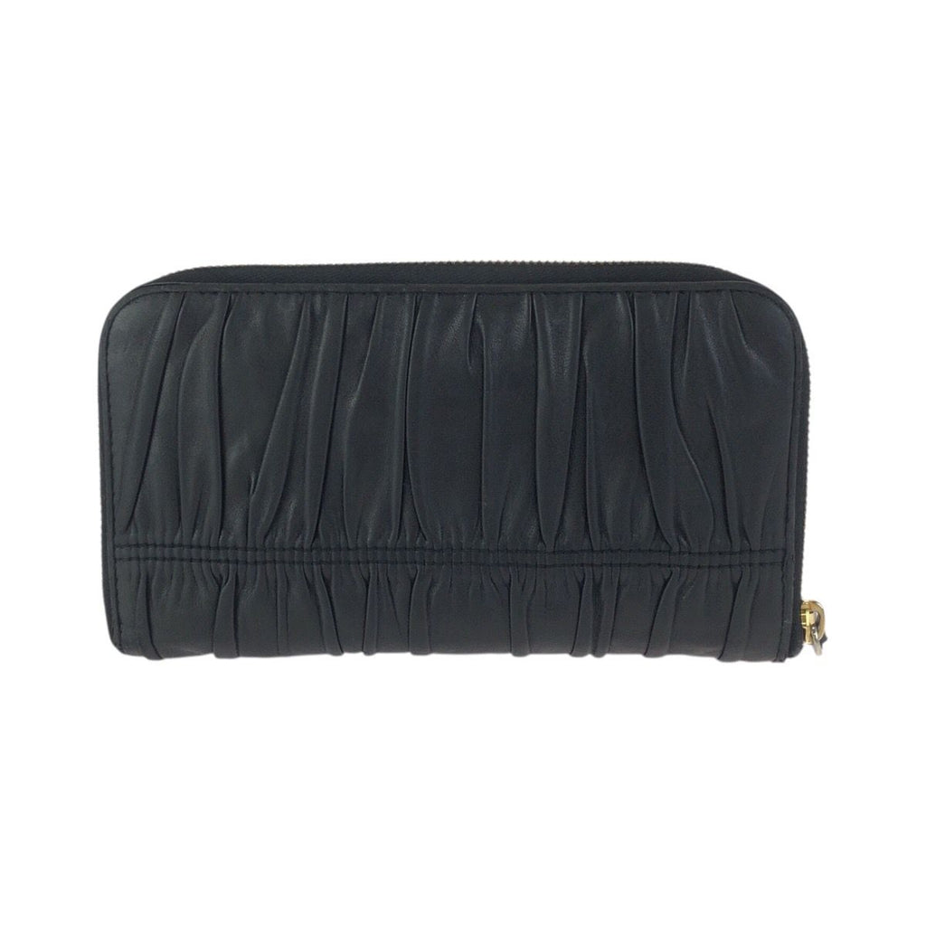 Prada Black Gold Leather Wallet Zip Around — view 2