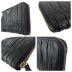Prada Black Gold Leather Wallet Zip Around — view 6