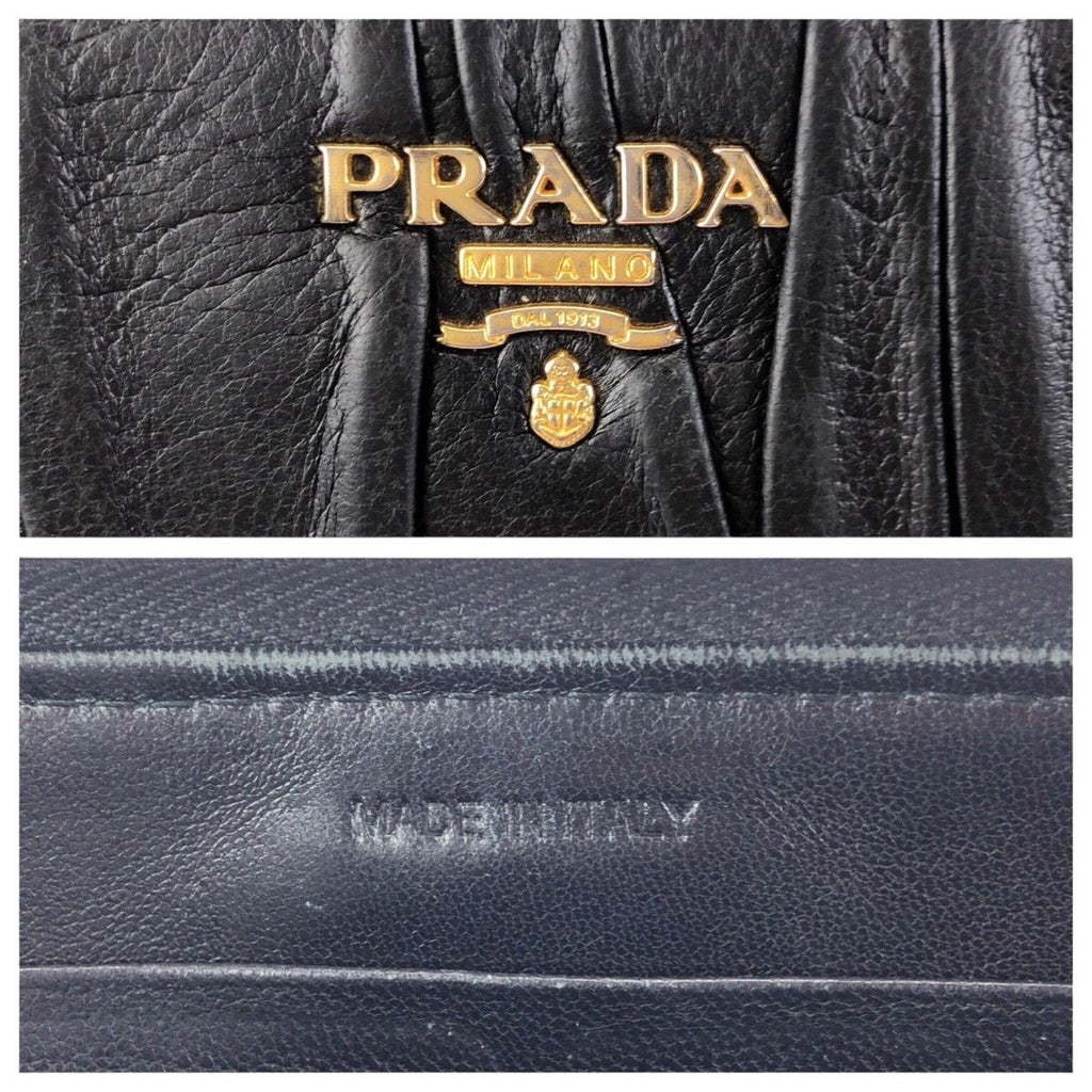 Prada Black Gold Leather Wallet Zip Around — view 5