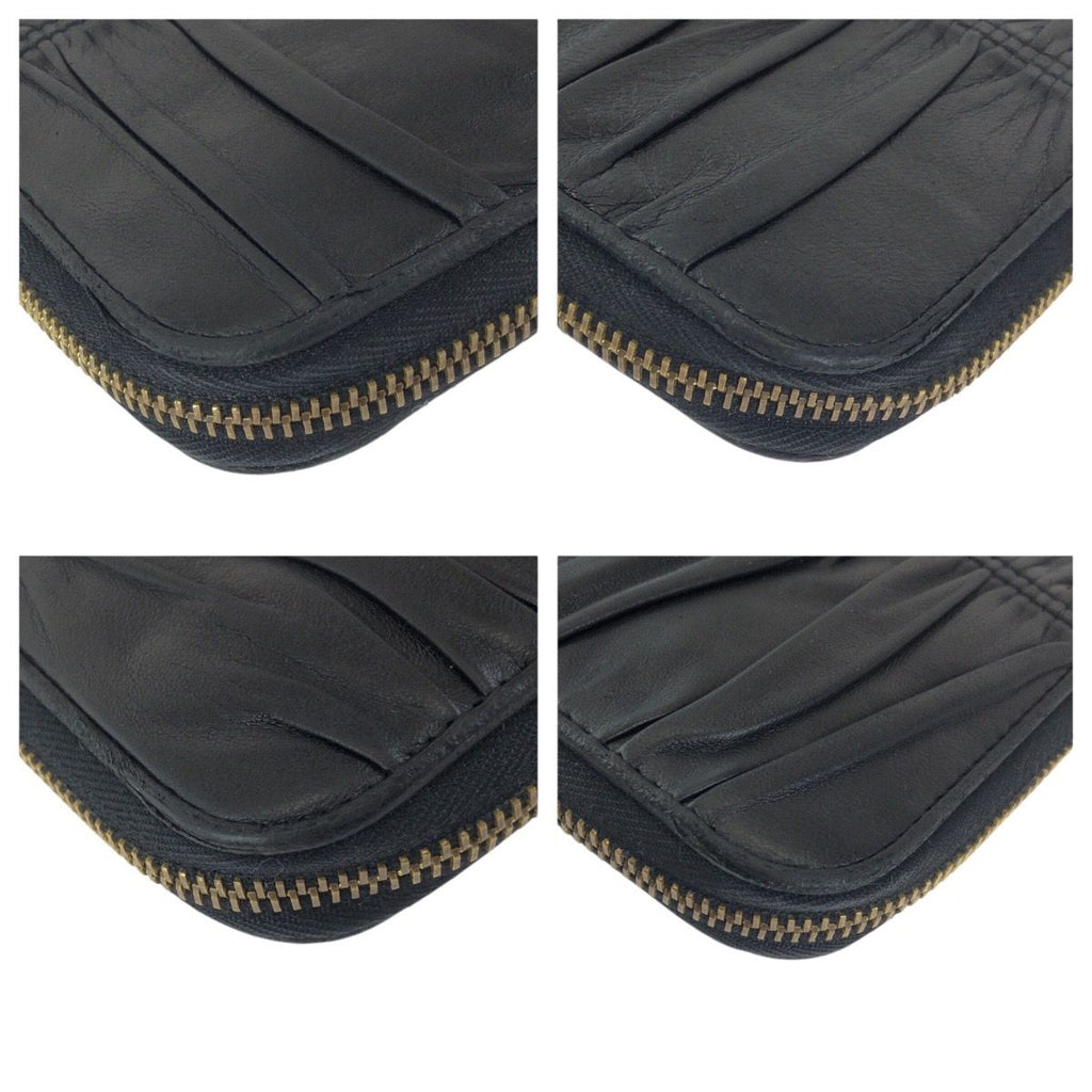 Prada Black Gold Leather Wallet Zip Around — view 3
