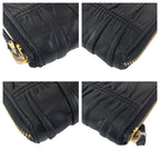 Prada Black Gold Leather Wallet Zip Around — view 4