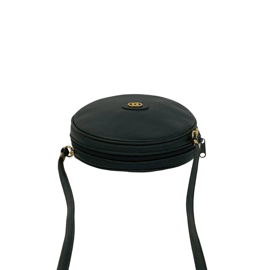 Gucci Vintage GG Logo Leather Mini Shoulder Bag Pochette Black — view 4