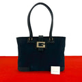 Gucci Vintage Logo Canvas Leather Tote Black