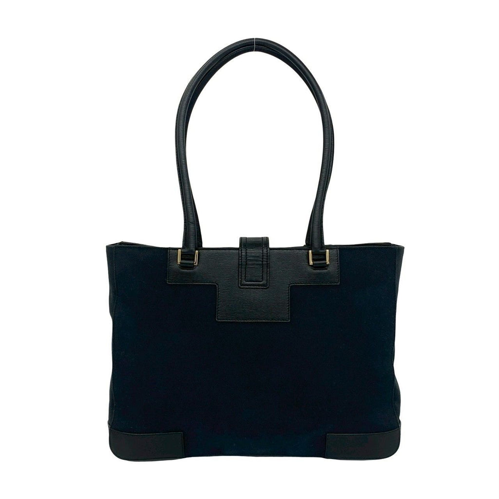 Gucci Vintage Logo Canvas Leather Tote Black — view 3