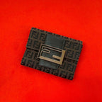 Fendi Zucchino FF Pattern Logo Canvas Leather Trifold Wallet Mini Brown Black