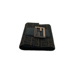 Fendi Zucchino FF Pattern Logo Canvas Leather Trifold Wallet Mini Brown Black — view 4