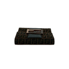 Fendi Zucchino FF Pattern Logo Canvas Leather Trifold Wallet Mini Brown Black — view 3