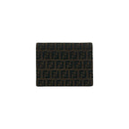 Fendi Zucchino FF Pattern Logo Canvas Leather Trifold Wallet Mini Brown Black — view 2