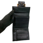 Fendi Zucchino FF Pattern Logo Canvas Leather Trifold Wallet Mini Brown Black — view 7