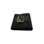 Fendi Zucchino FF Pattern Logo Canvas Leather Trifold Wallet Mini Brown Black — view 5