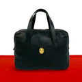 Dior Vintage CD Logo Leather Handbag Business Bag Black