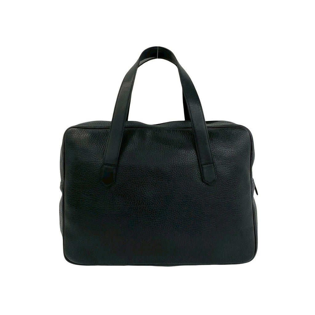 Dior Vintage CD Logo Leather Handbag Business Bag Black — view 3
