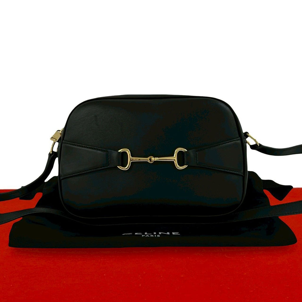 Celine Cles Small Camera Bag Leather Pochette Crossbody Black