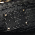 Prada Handbag Frill Black Nylon Patent Hand — view 4