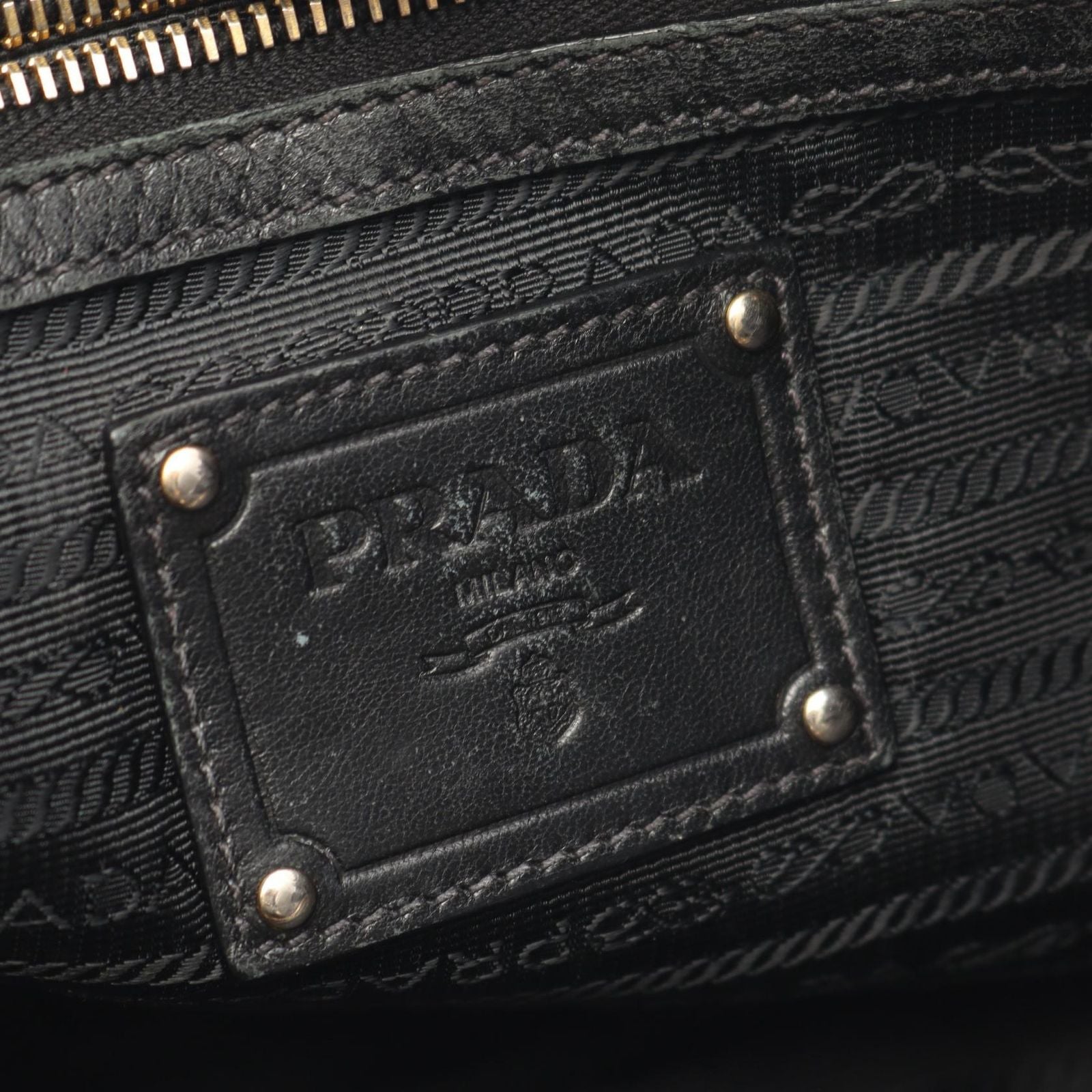 Prada Handbag Frill Black Nylon Patent Hand — view 4