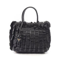 Prada Handbag Frill Black Nylon Patent Hand
