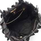 Prada Handbag Frill Black Nylon Patent Hand — view 3