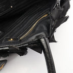 Prada Handbag Frill Black Nylon Patent Hand — view 5