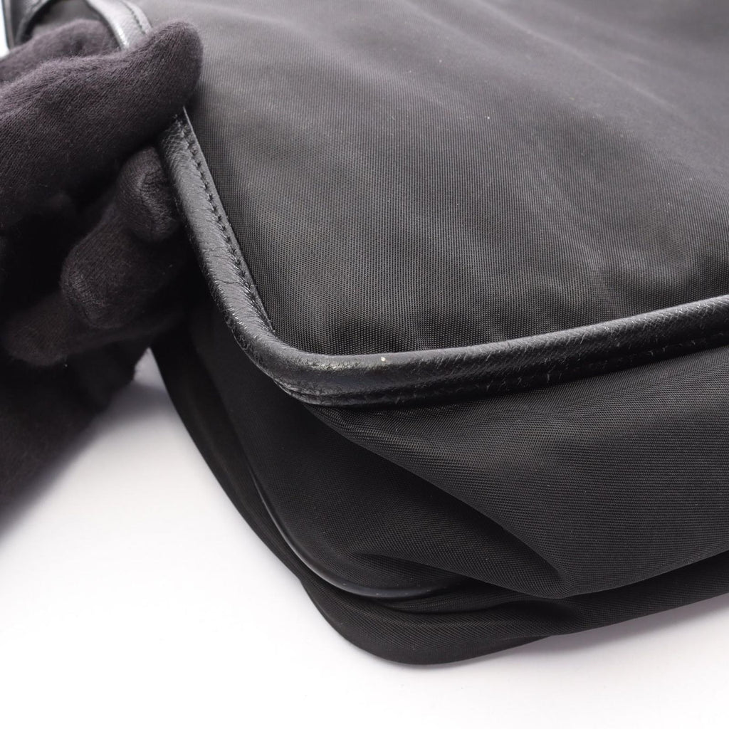 Prada Shoulder Bag Black Nylon Saffiano Leather — view 8