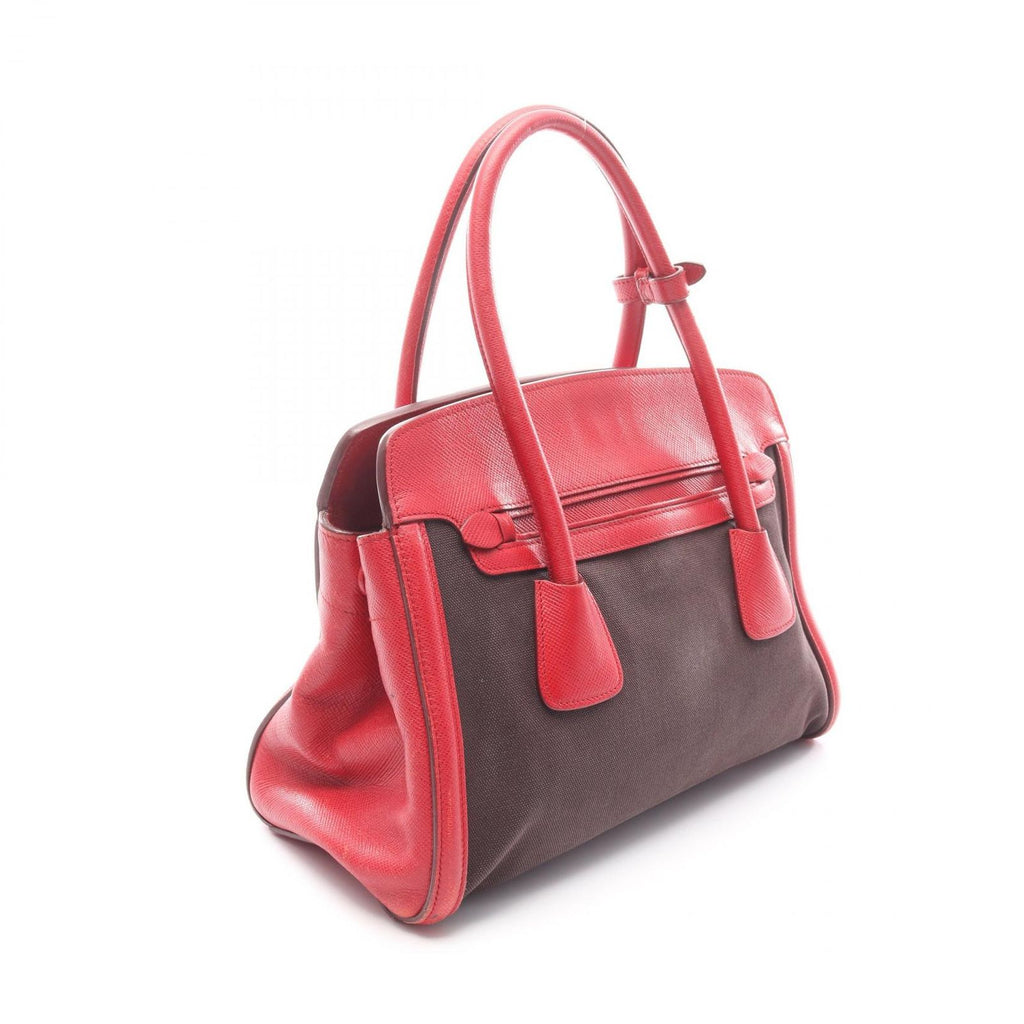 Prada Handbag Canapa Saffiano 2-Way Black Canvas Leather — view 2