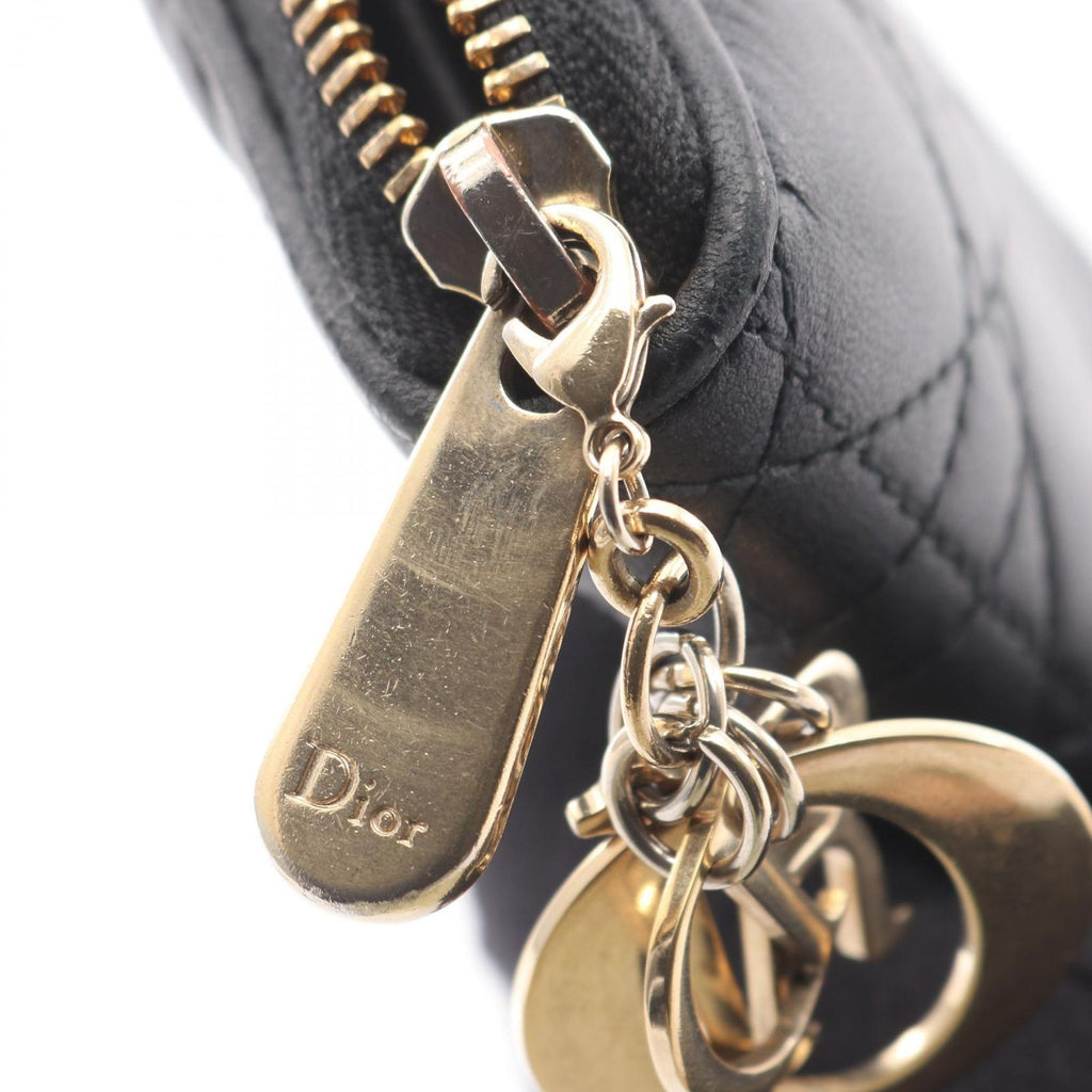 Dior Round Wallet Lady Cannage Black Leather Handbag — view 8
