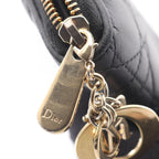 Dior Round Wallet Lady Cannage Black Leather Handbag — view 8